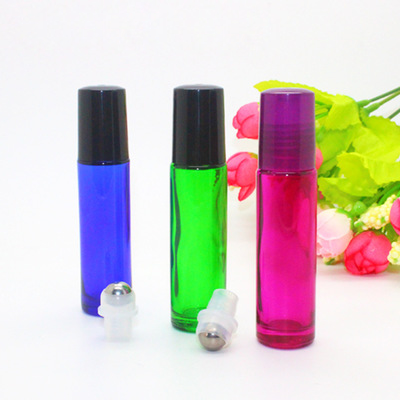 Clear Glass Roll On Bottle With Metal Roller Ball 10ml For Essential Oil Perfume Frosted Glass Bottle With Screw Cap