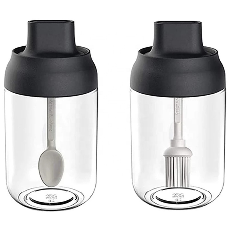 Clear Glass Spice Container Condiment Jar Oil Honey Dispenser