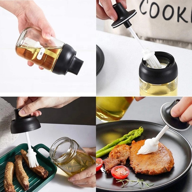 Clear Glass Spice Container Condiment Jar Oil Honey Dispenser