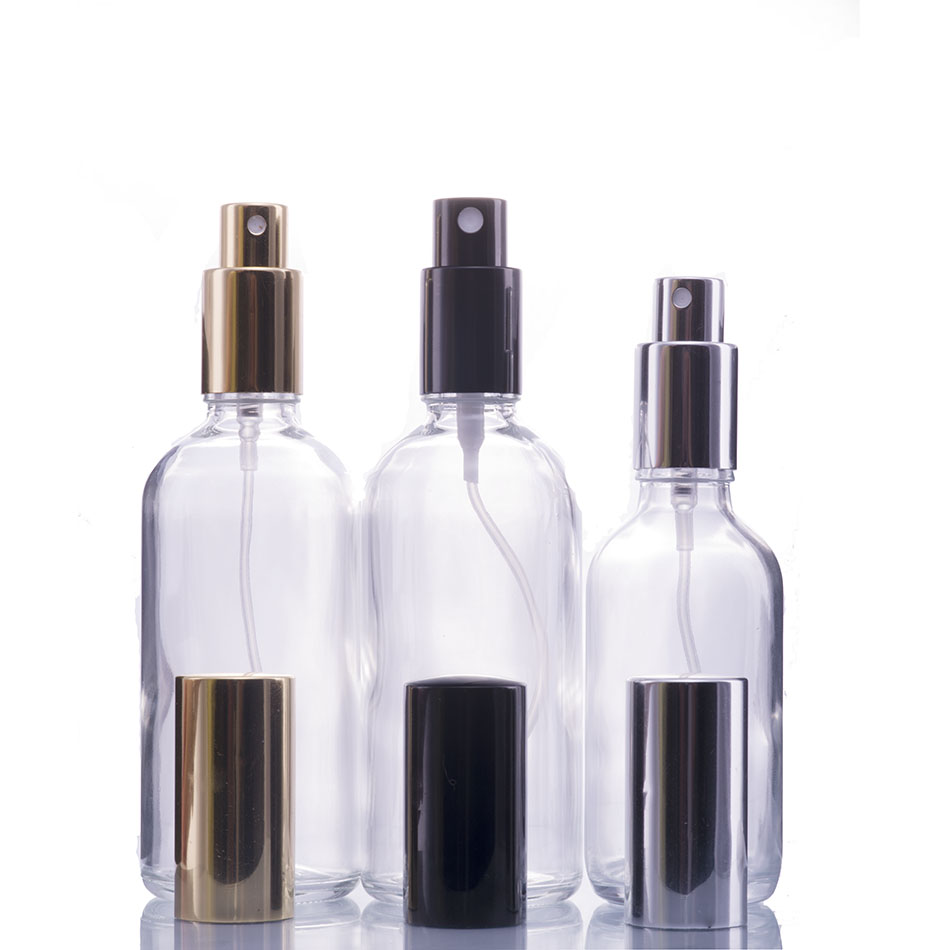 Clear Glass Spray Perfume Eempty Bottle with Gold Atomizer