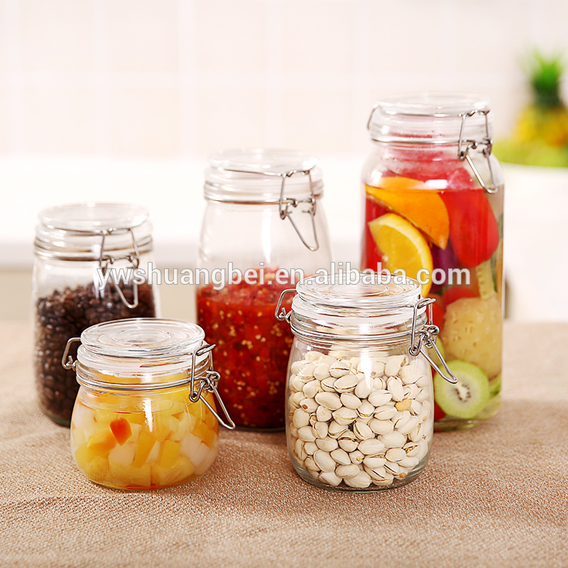 Clear Glass Square Bale Wire Storage Pot Glass Air Seal Jars