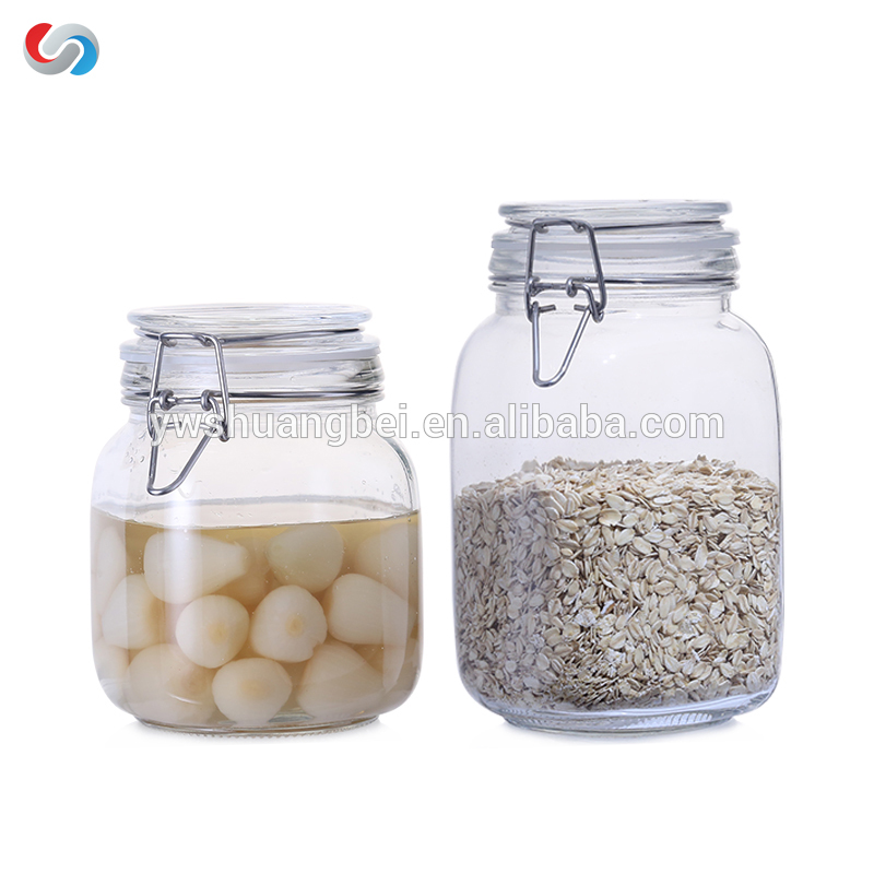 Clear Glass Square Bale Wire Storage Pot Glass Air Seal Jars