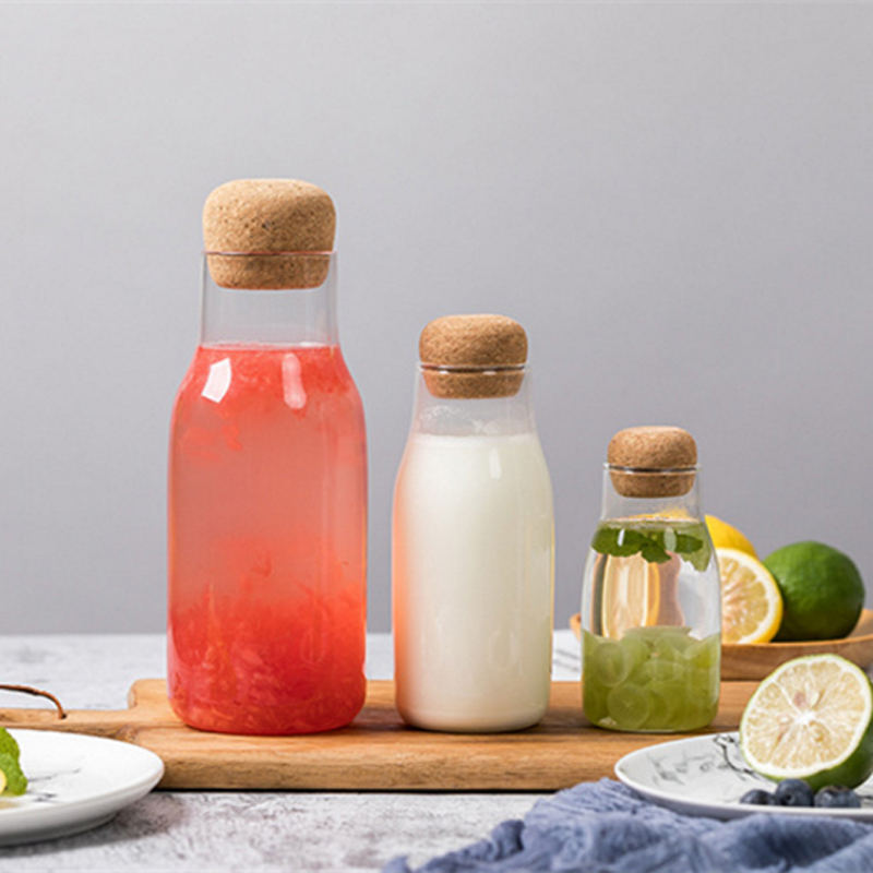 Clear Glass Storage Bottle / Jar with Cork Ball Stopper High Borosilicate Glass Storage Jar with Cork Stopper