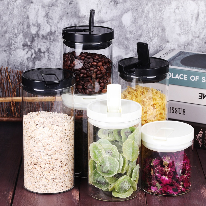 Clear Glass Storage Jars, Sealed Glass Jar with Plastic Lid 600 ml for Food