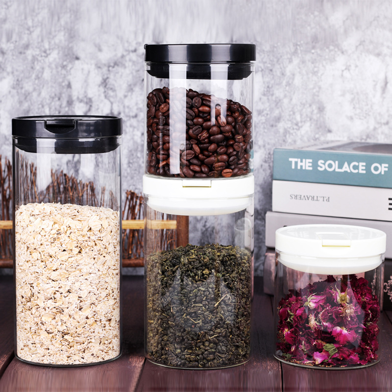 Clear Glass Storage Jars, Sealed Glass Jar with Plastic Lid 600 ml for Food