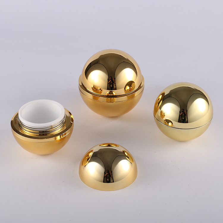 Clear Gold Round Empty Double Wall Cosmetic Plastic Jar, 5g 10g 30g 50g 100g Shimmery Gold PP Oval Jar for Cosmetic Packaging