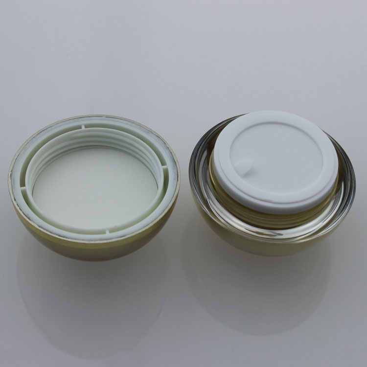 Clear Gold Round Empty Double Wall Cosmetic Plastic Jar, 5g 10g 30g 50g 100g Shimmery Gold PP Oval Jar for Cosmetic Packaging