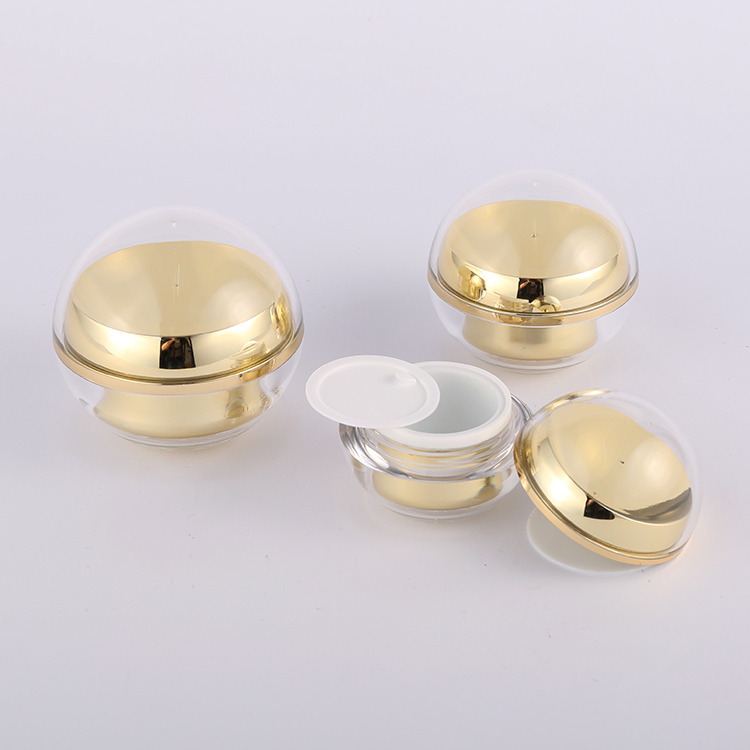 Clear Gold Round Empty Double Wall Cosmetic Plastic Jar, 5g 10g 30g 50g 100g Shimmery Gold PP Oval Jar for Cosmetic Packaging