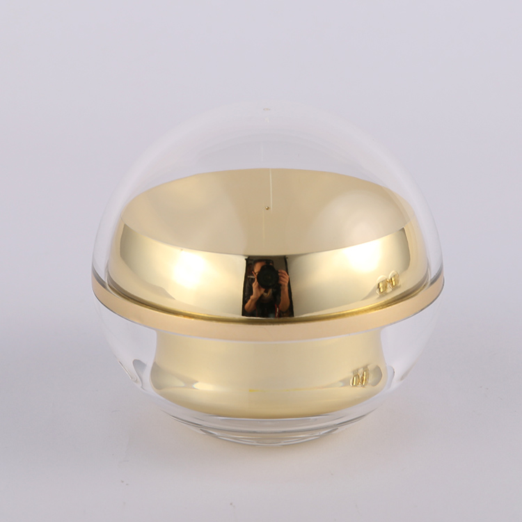 Clear Gold Round Empty Double Wall Cosmetic Plastic Jar, 5g 10g 30g 50g 100g Shimmery Gold PP Oval Jar for Cosmetic Packaging