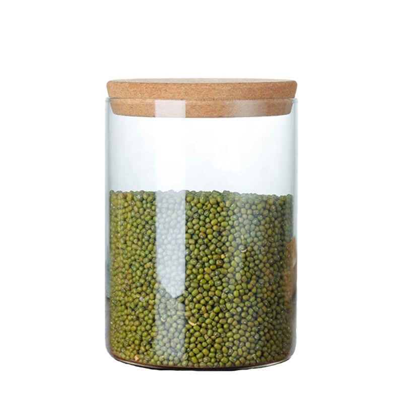 Clear High Borosilicate Container  Wooden Lid  Sealed Weed Glass Jar