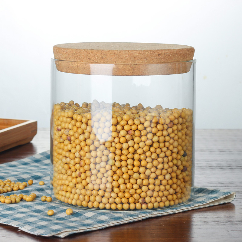 Clear High Borosilicate Container Wooden Lid Sealed Weed Glass Jar