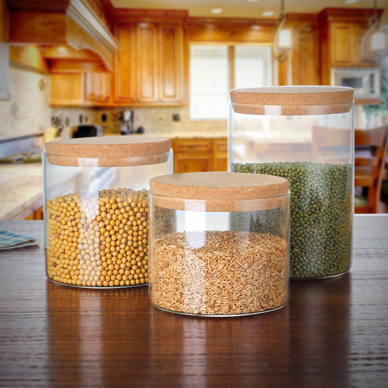 Clear High Borosilicate Container Wooden Lid Sealed Weed Glass Jar