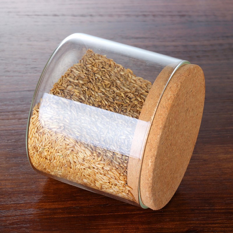 Clear High Borosilicate Container Wooden Lid Sealed Weed Glass Jar