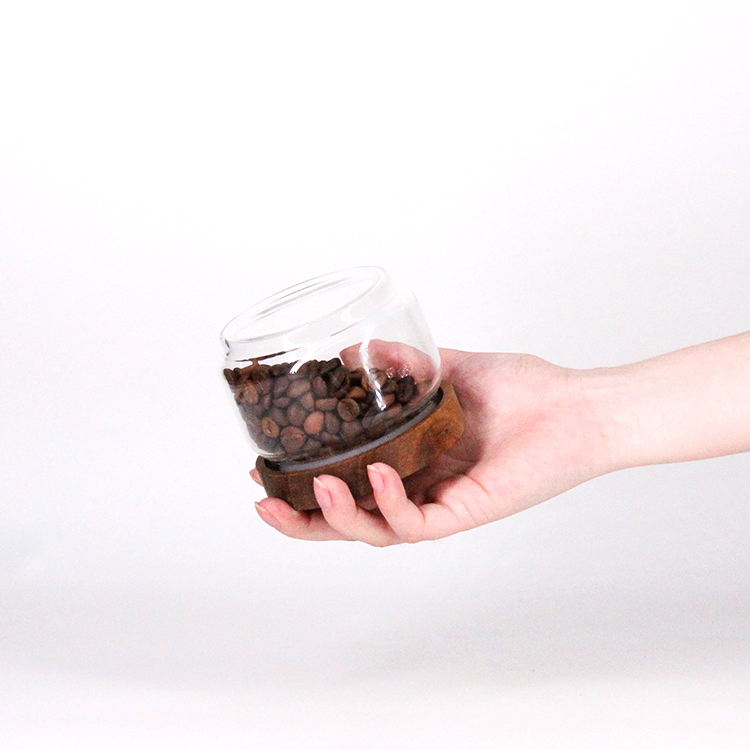Clear High Borosilicate Glass Food Storage Jar Canister Container Set with Acacia Lid.