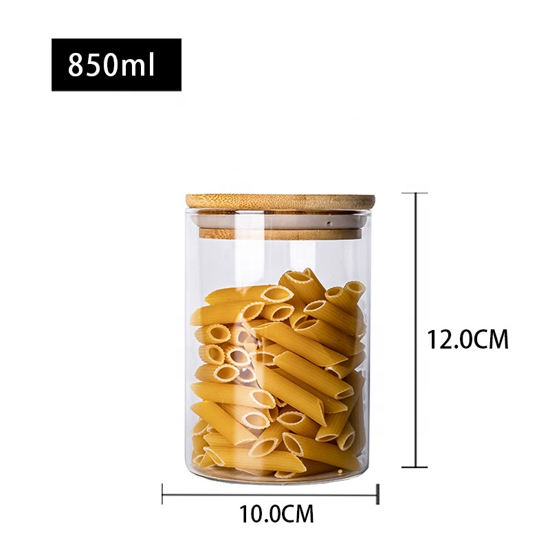 Clear High Quality Borosilicate Bamboo Lid Airtight Food Grade Container Kitchen Glass Jars Storage