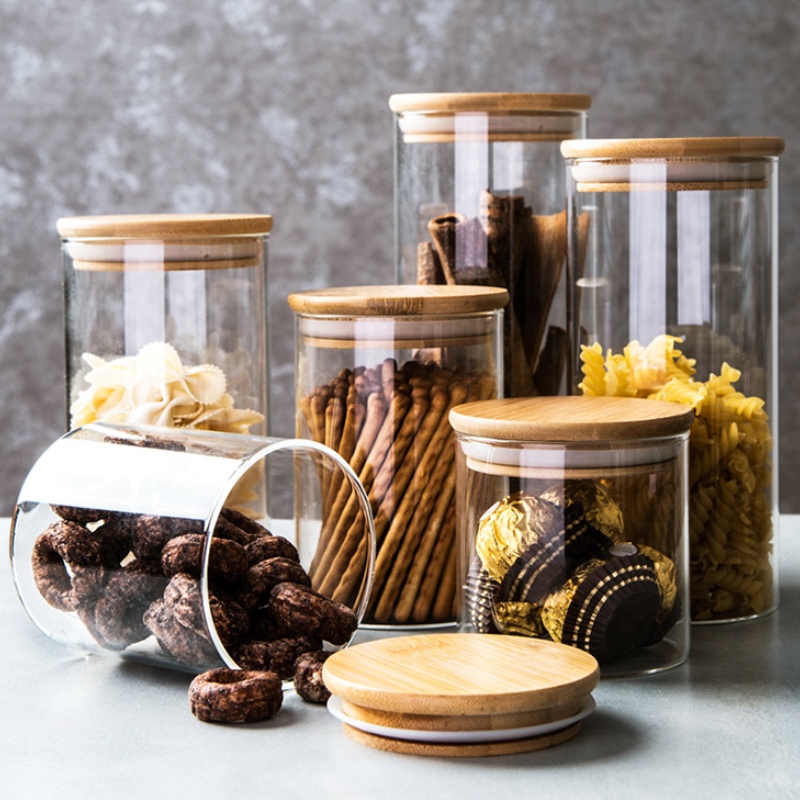 Clear Jar Custom Empty Fancy Bottle Set Cookie Coffee Cylinder Food Container Glass Storage