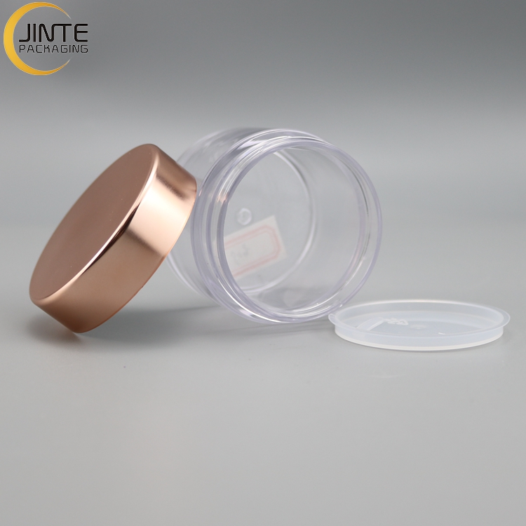 Clear Jar Packaging 200ml 8oz Clear Jar With Rose Gold Lid Body Cream Container