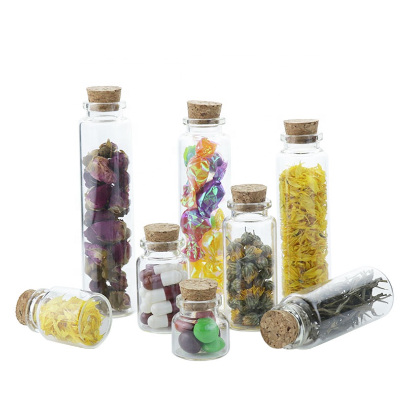 Clear Mini Glass Wishing Bottle With Cork For Decoration