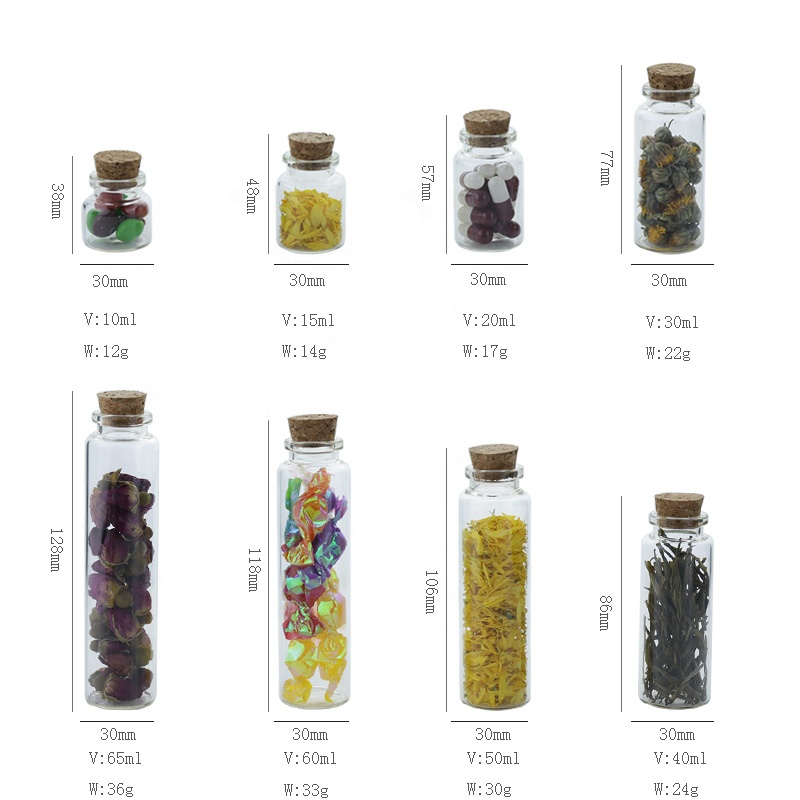 Clear Mini Glass Wishing Bottle With Cork For Decoration