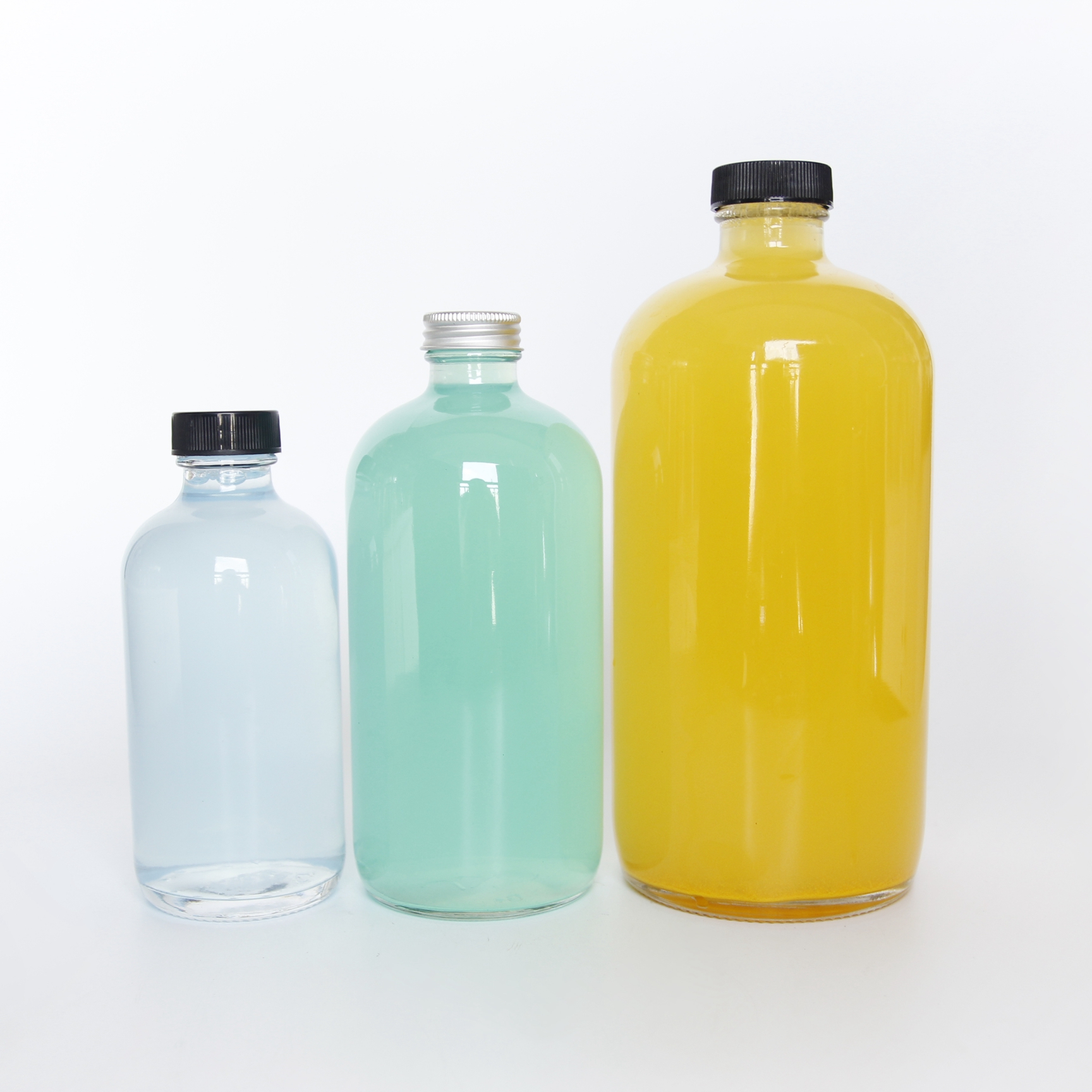 Clear Or Frosted 350ml 500ml 12oz 16oz Glass Round Bottle With Aluminium Lid For Juice Fruit Wine Kombucha Printing Logo