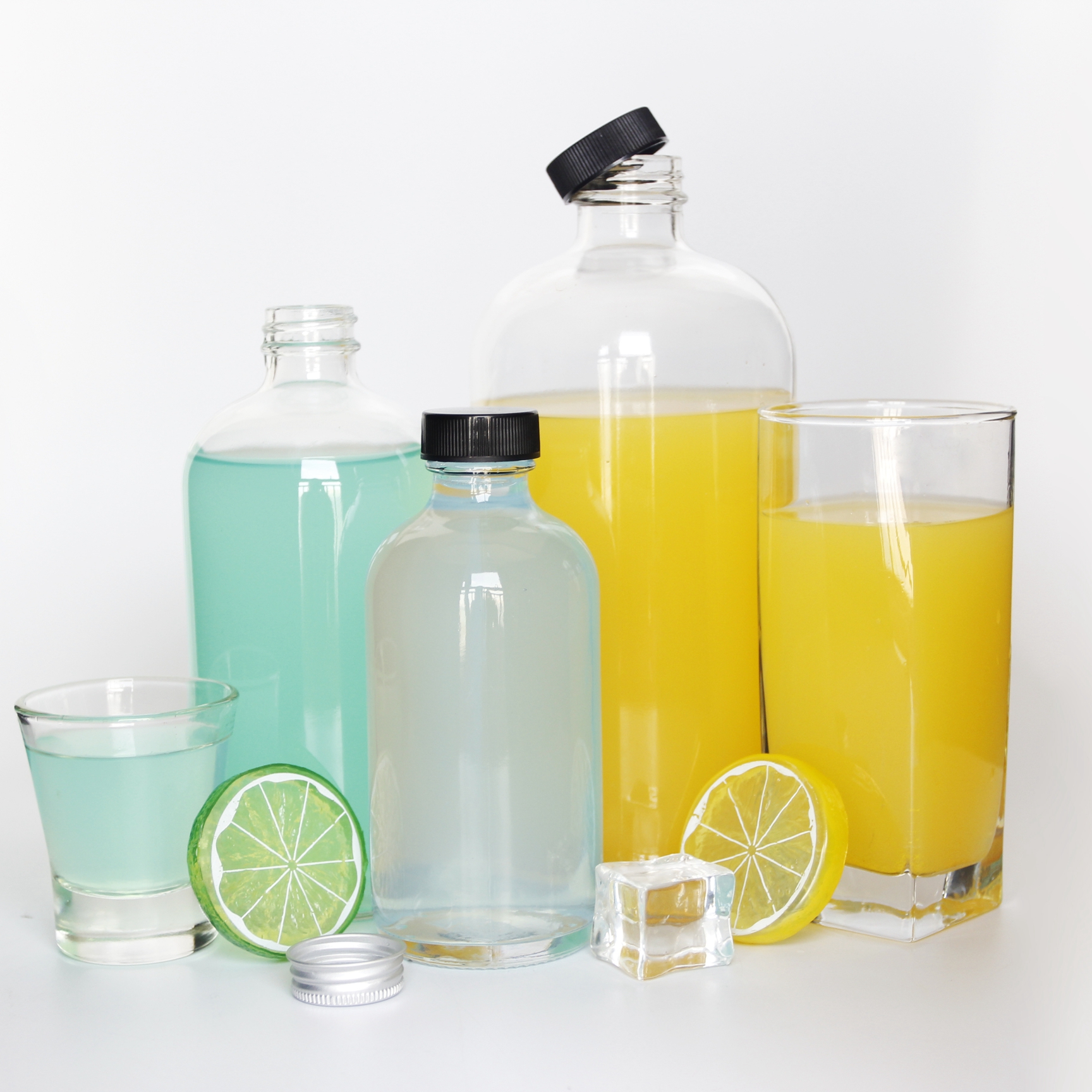 Clear Or Frosted 350ml 500ml 12oz 16oz Glass Round Bottle With Aluminium Lid For Juice Fruit Wine Kombucha Printing Logo