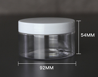 Clear PET Plastic BPA Free Refillable Low Profile Jar 8oz 250ml Empty Cosmetic Containers Cases with Black Lid for Lip Balm