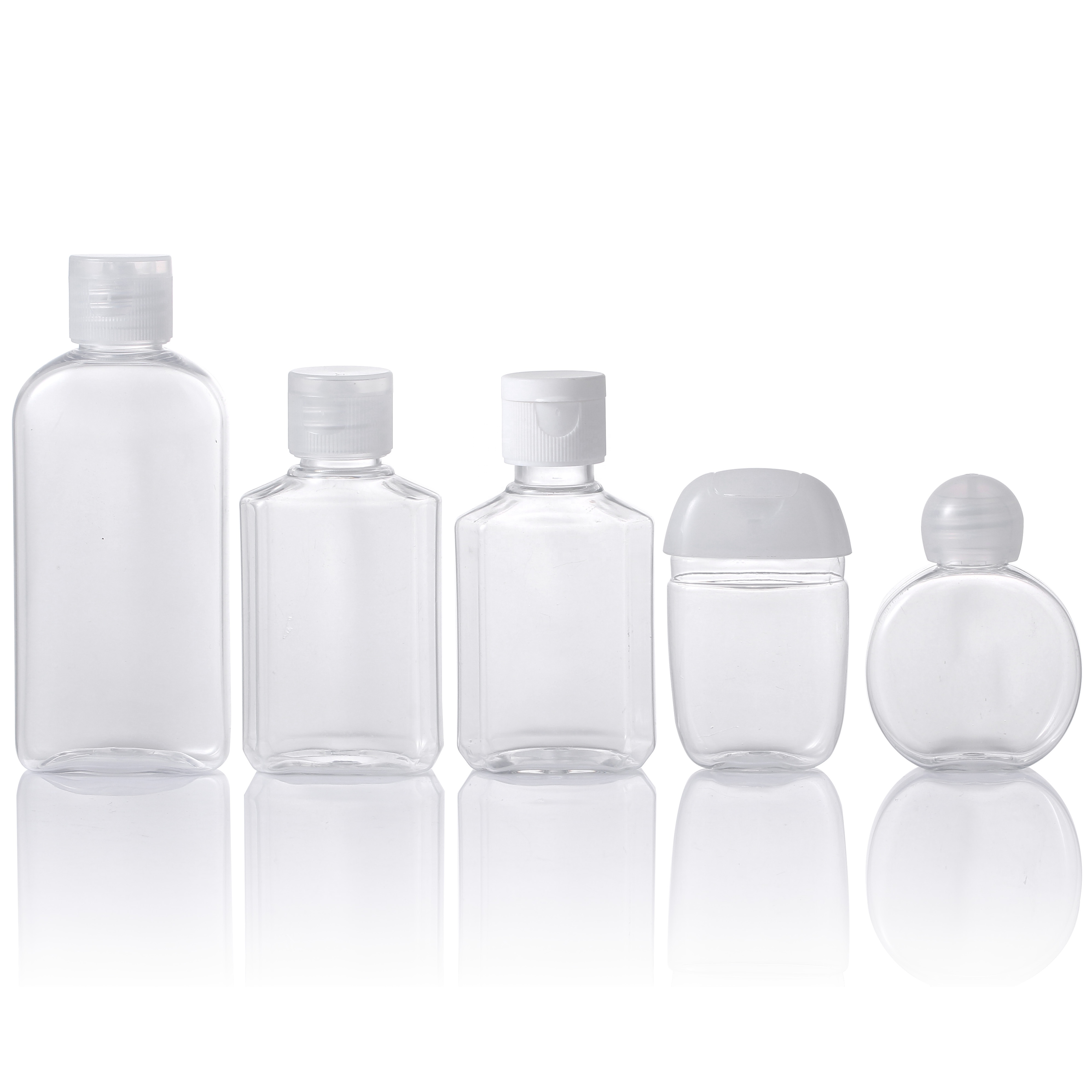 Clear PET small volume pet hand wash empty bottle disinfectant bottle with flip cap disc cap