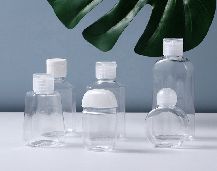 Clear PET small volume pet hand wash empty bottle disinfectant bottle with flip cap disc cap