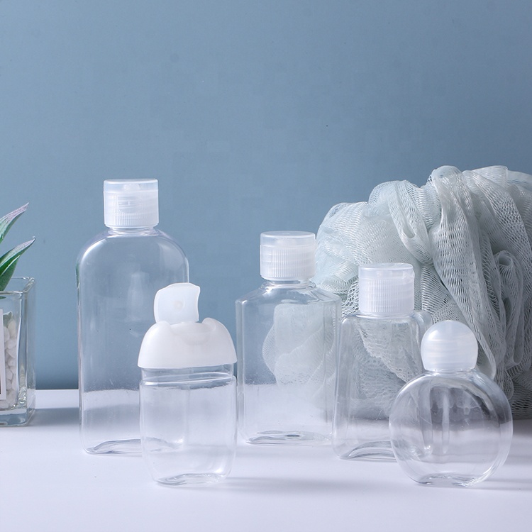 Clear PET small volume pet hand wash empty bottle disinfectant bottle with flip cap disc cap