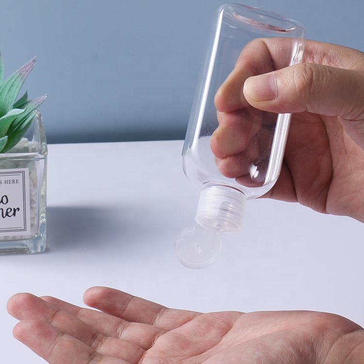 Clear PET small volume pet hand wash empty bottle disinfectant bottle with flip cap disc cap