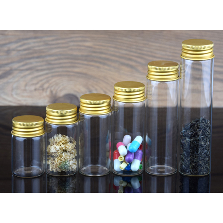 Clear Pharmaceutical Glass Bottle Medicine Bottle Mini Borosilicate Glass Tube Oral Liquid 2Ml Vial With Metal Lid