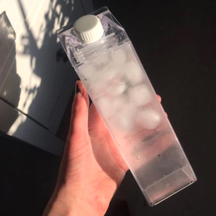Clear Plastic Fruit Juice Milk Carton Water Bottles With Lids Wholesale