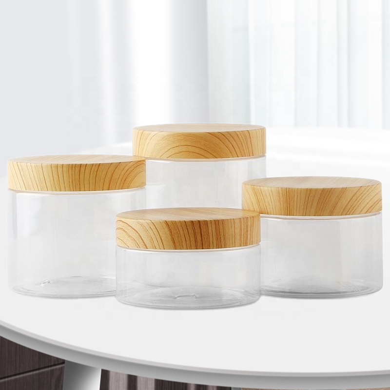 Clear Plastic Jar And bamboo Lids Empty Cosmetic Containers Makeup Box Travel Bottle
