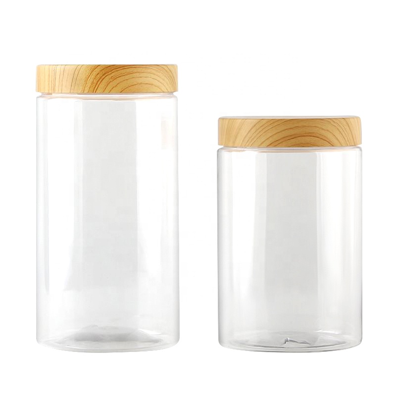 Clear Plastic Jar And bamboo Lids Empty Cosmetic Containers Makeup Box Travel Bottle