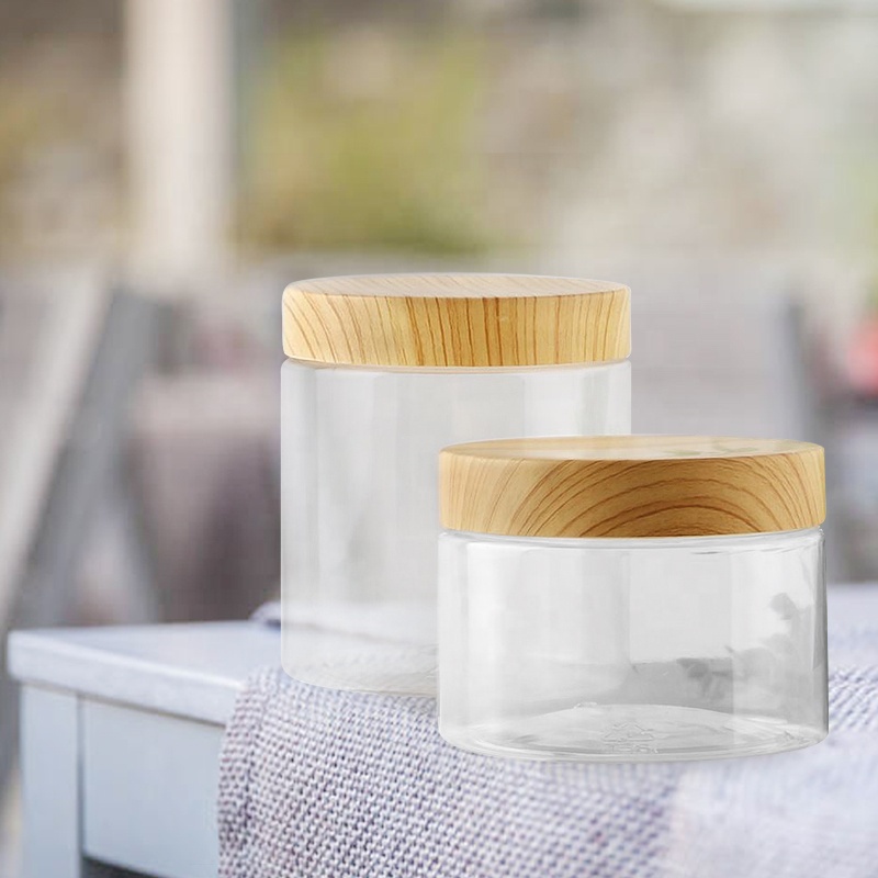 Clear Plastic Jar And bamboo Lids Empty Cosmetic Containers Makeup Box Travel Bottle