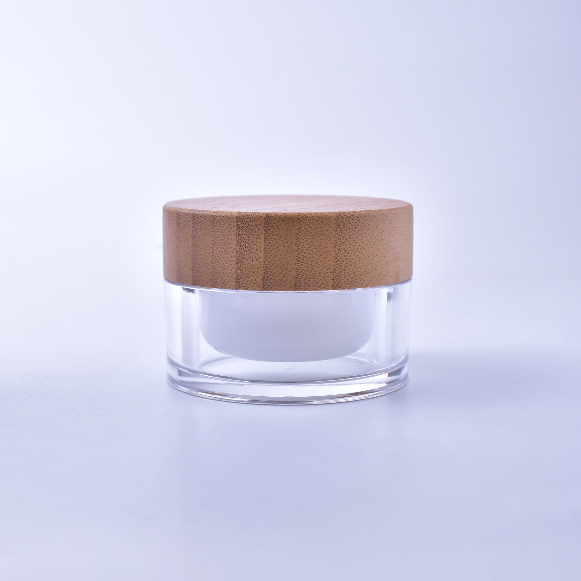 Clear Plastic Jar Natural Bamboo Lid bamboo cosmetic jar in stock
