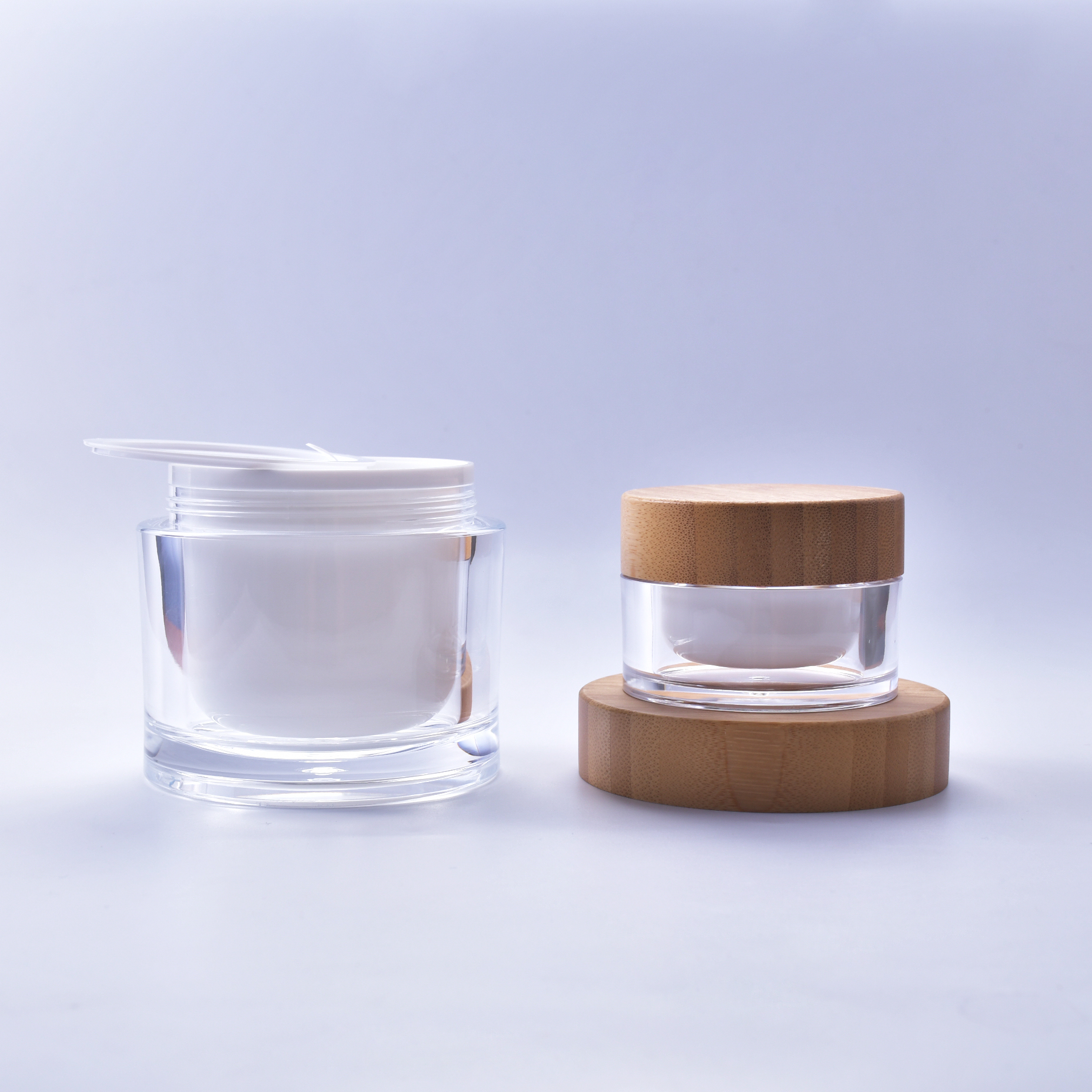 Clear Plastic Jar Natural Bamboo Lid bamboo cosmetic jar in stock