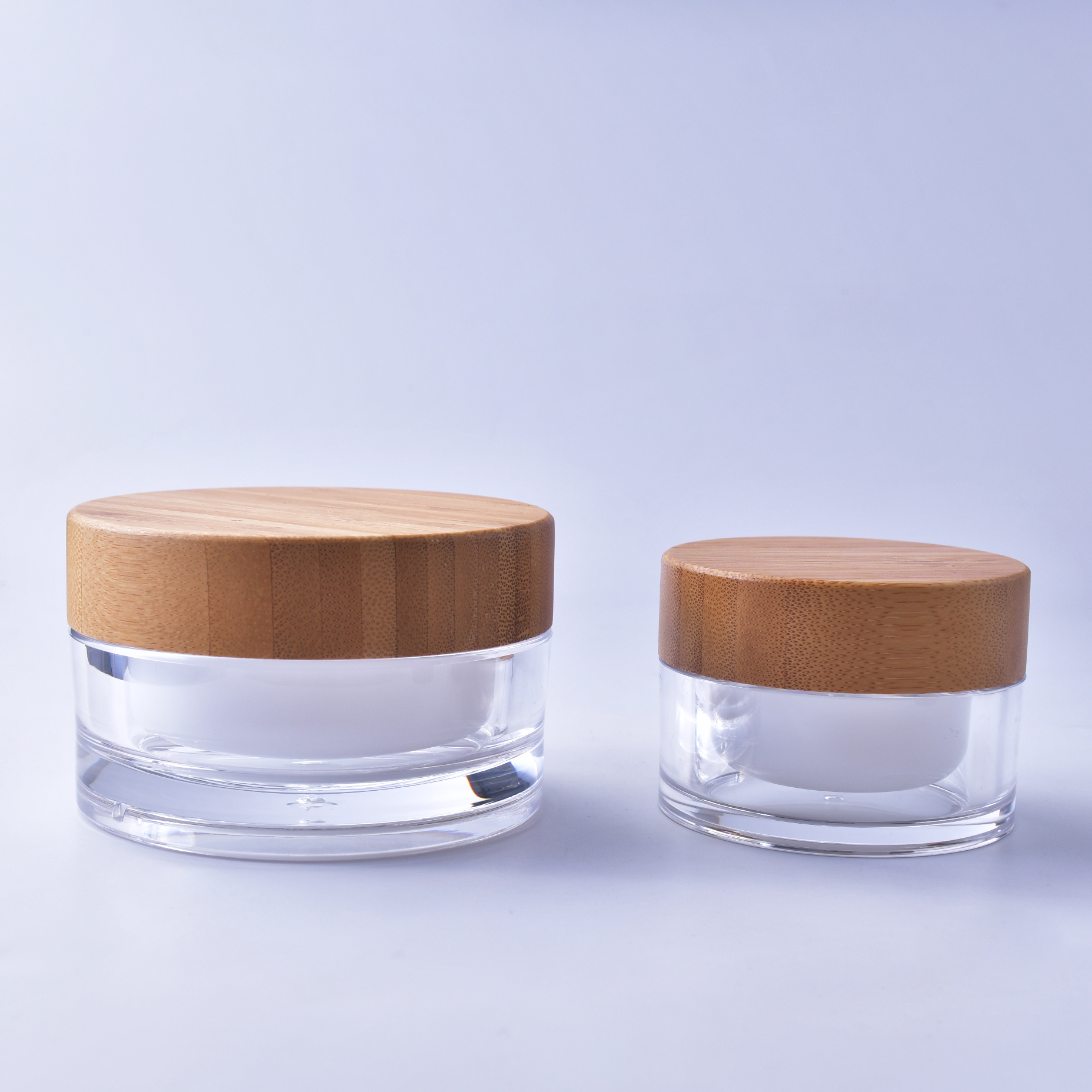 Clear Plastic Jar Natural Bamboo Lid bamboo cosmetic jar in stock