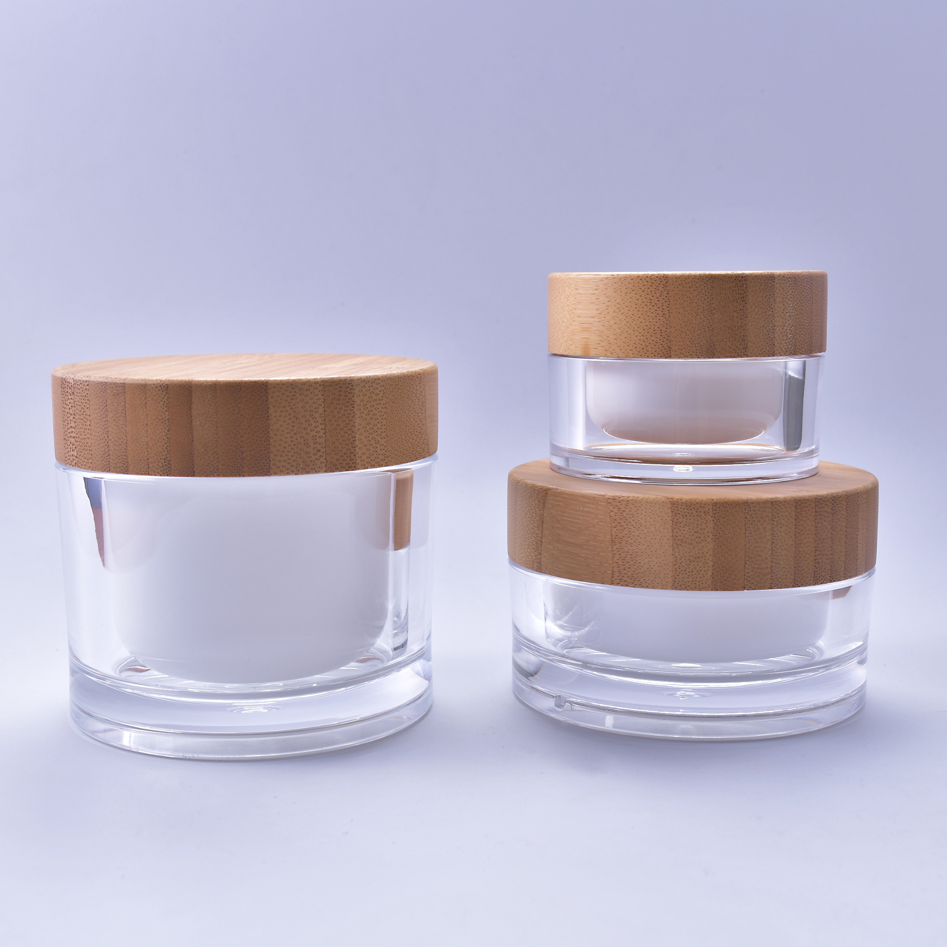 Clear Plastic Jar Natural Bamboo Lid bamboo cosmetic jar in stock