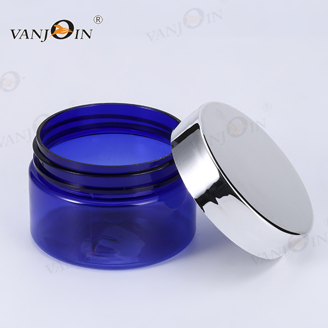 Clear Plastic PET Cream Jar Blue 60ml 250ml Cosmetic Container 2oz 8oz Storage Plastic Jar