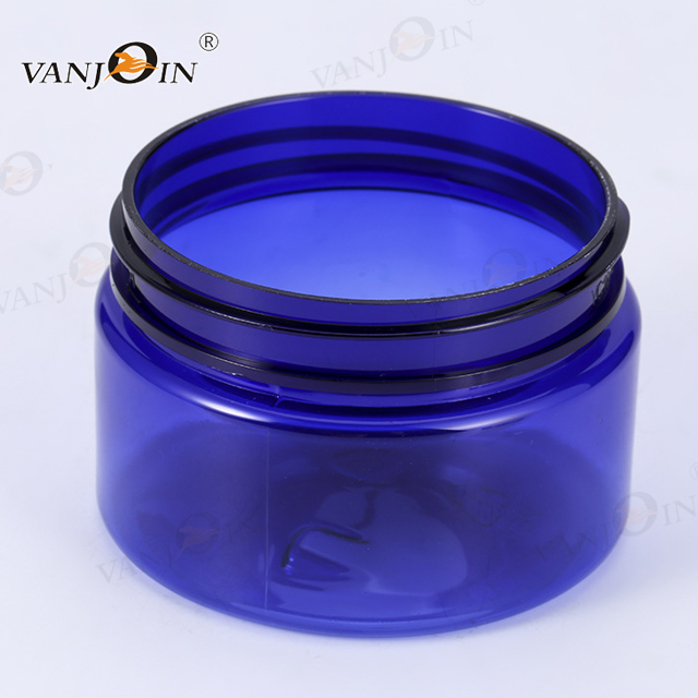 Clear Plastic PET Cream Jar Blue 60ml 250ml Cosmetic Container 2oz 8oz Storage Plastic Jar