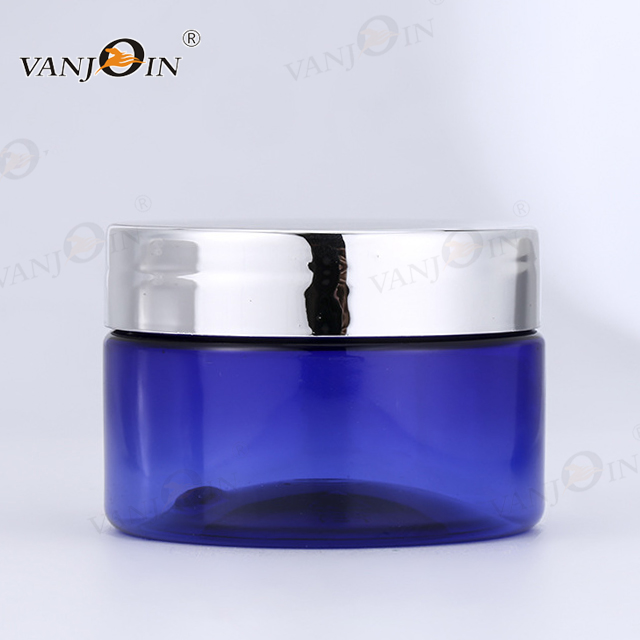Clear Plastic PET Cream Jar Blue 60ml 250ml Cosmetic Container 2oz 8oz Storage Plastic Jar
