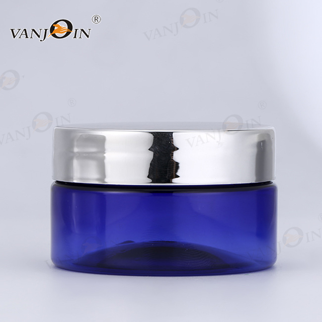 Clear Plastic PET Cream Jar Blue 60ml 250ml Cosmetic Container 2oz 8oz Storage Plastic Jar