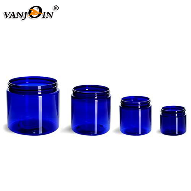 Clear Plastic PET Cream Jar Blue 60ml 250ml Cosmetic Container 2oz 8oz Storage Plastic Jar