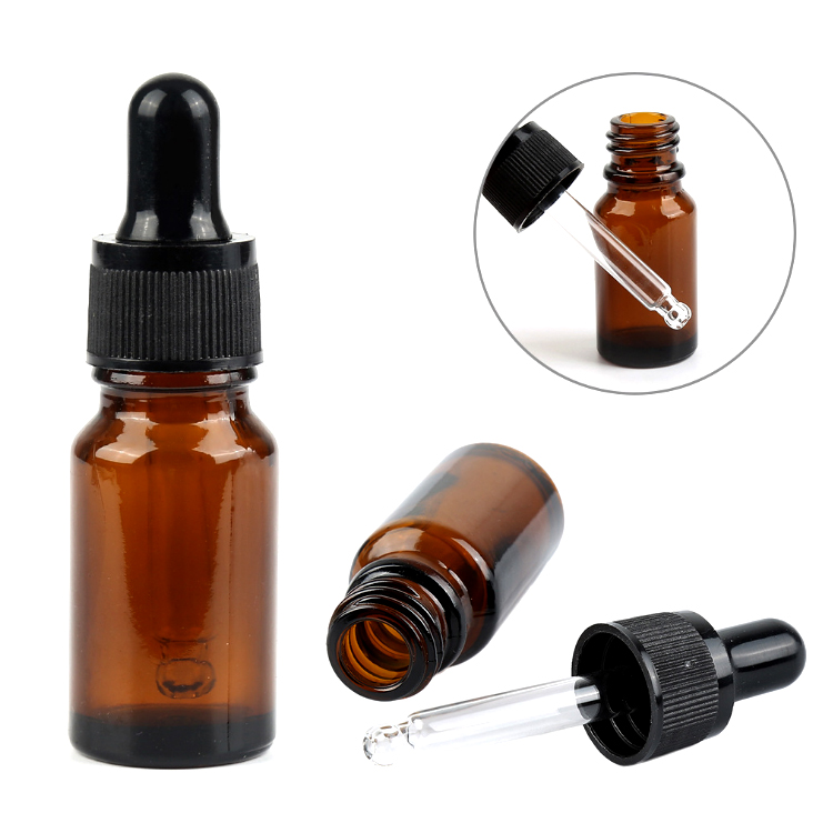 Clear Round 10ml 15ml 50ml cosmetic essential oil glass bottle with dropper