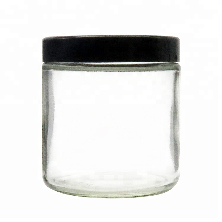 Clear Round 2oz 3oz 4oz 5oz 6oz 16oz Straight Side Glass Jar with Ribbed lid