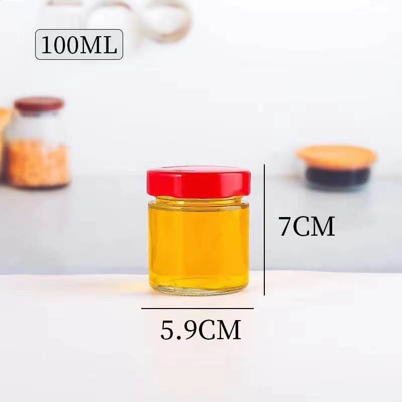 Clear Round 30ml 100ml 180ml 8oz Honey Supplier Glass Jars and Bottles Wholesale Glass Jar in Bulk with Metal Aluminum Lid