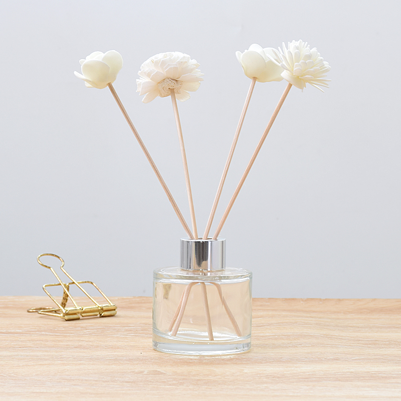 Clear Round Aromatherapy Glass Reed Diffuser Bottle with aluminium cap
