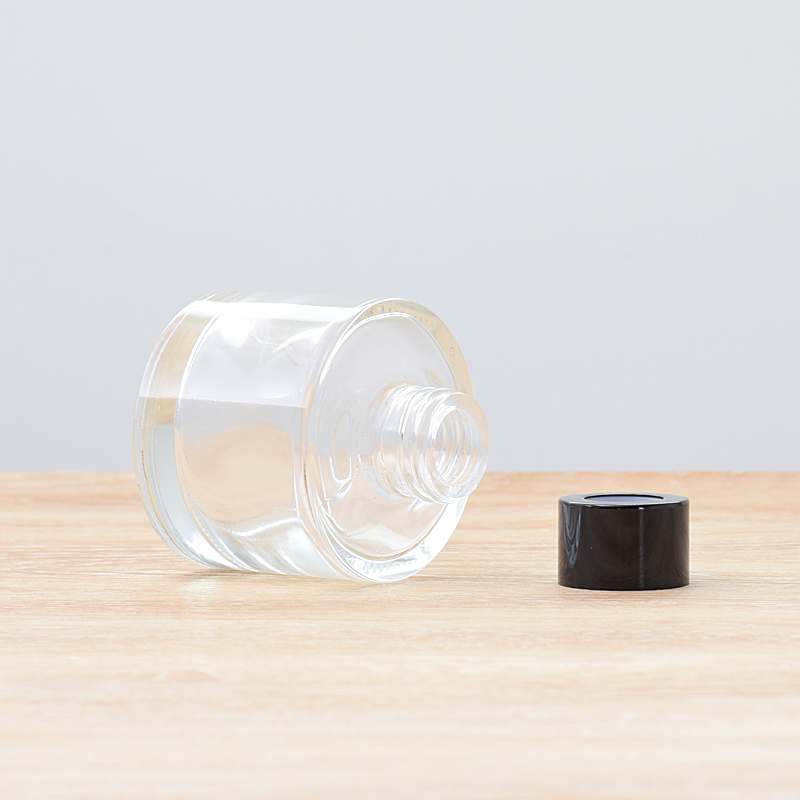 Clear Round Aromatherapy Glass Reed Diffuser Bottle with aluminium cap