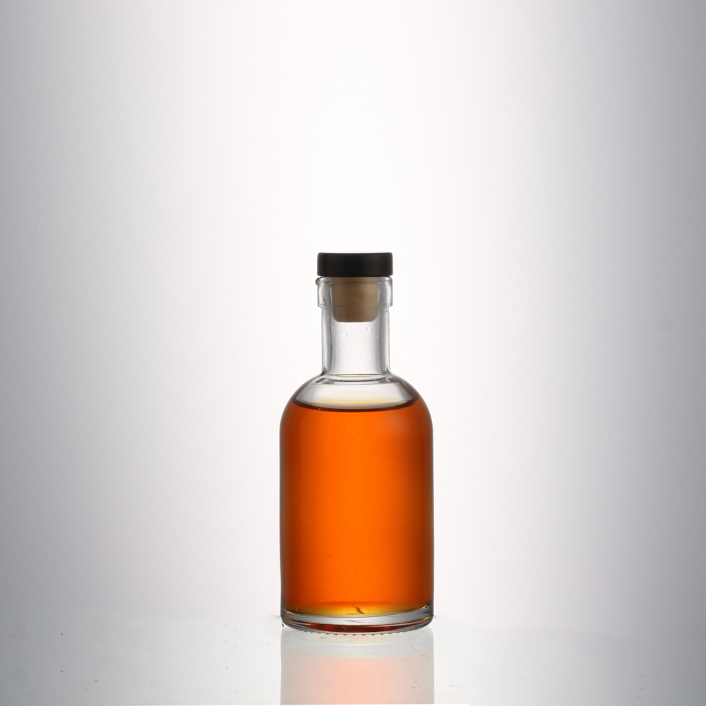 Clear Round Bottom Mini Wine Vodka Whisky 50ml 100ml 200ml Glass Bottle with Cork for Spirit